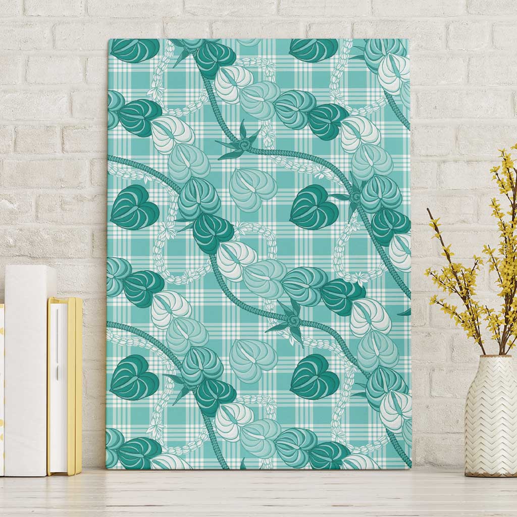 Anthurium Pikake Ti Leaf Palaka Canvas Wall Art Turquoise Version