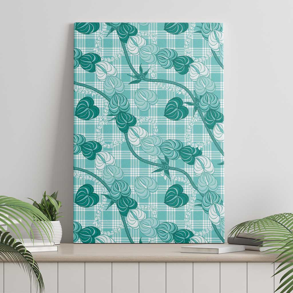 Anthurium Pikake Ti Leaf Palaka Canvas Wall Art Turquoise Version