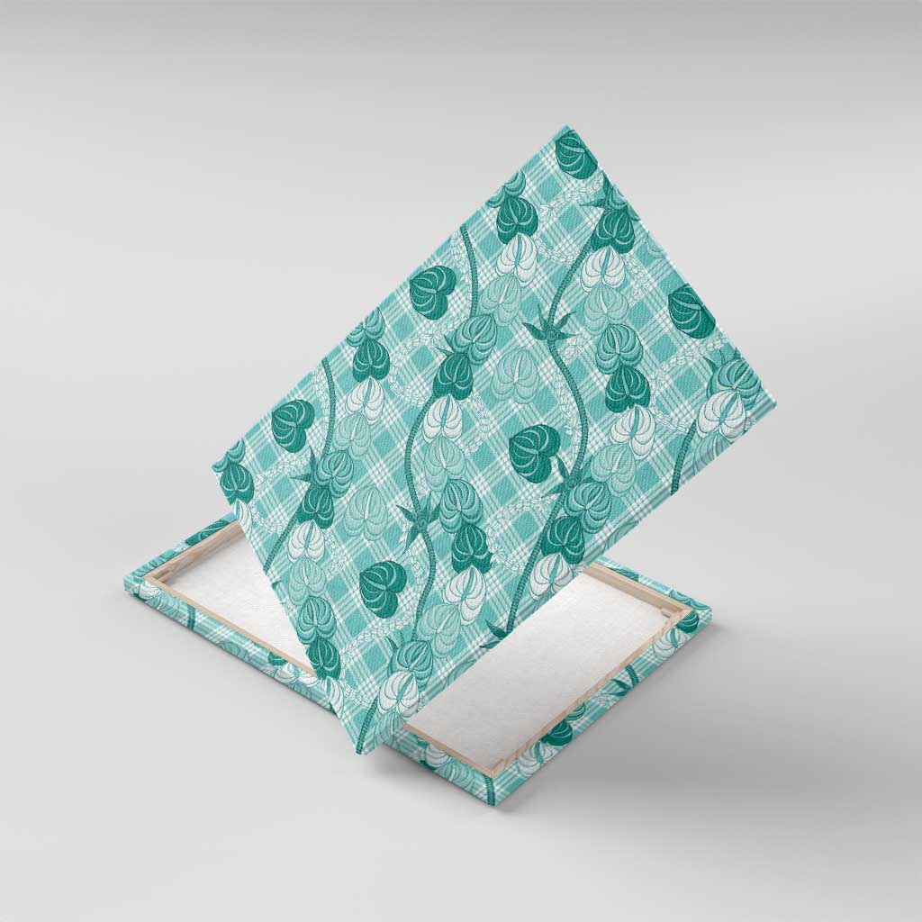 Anthurium Pikake Ti Leaf Palaka Canvas Wall Art Turquoise Version