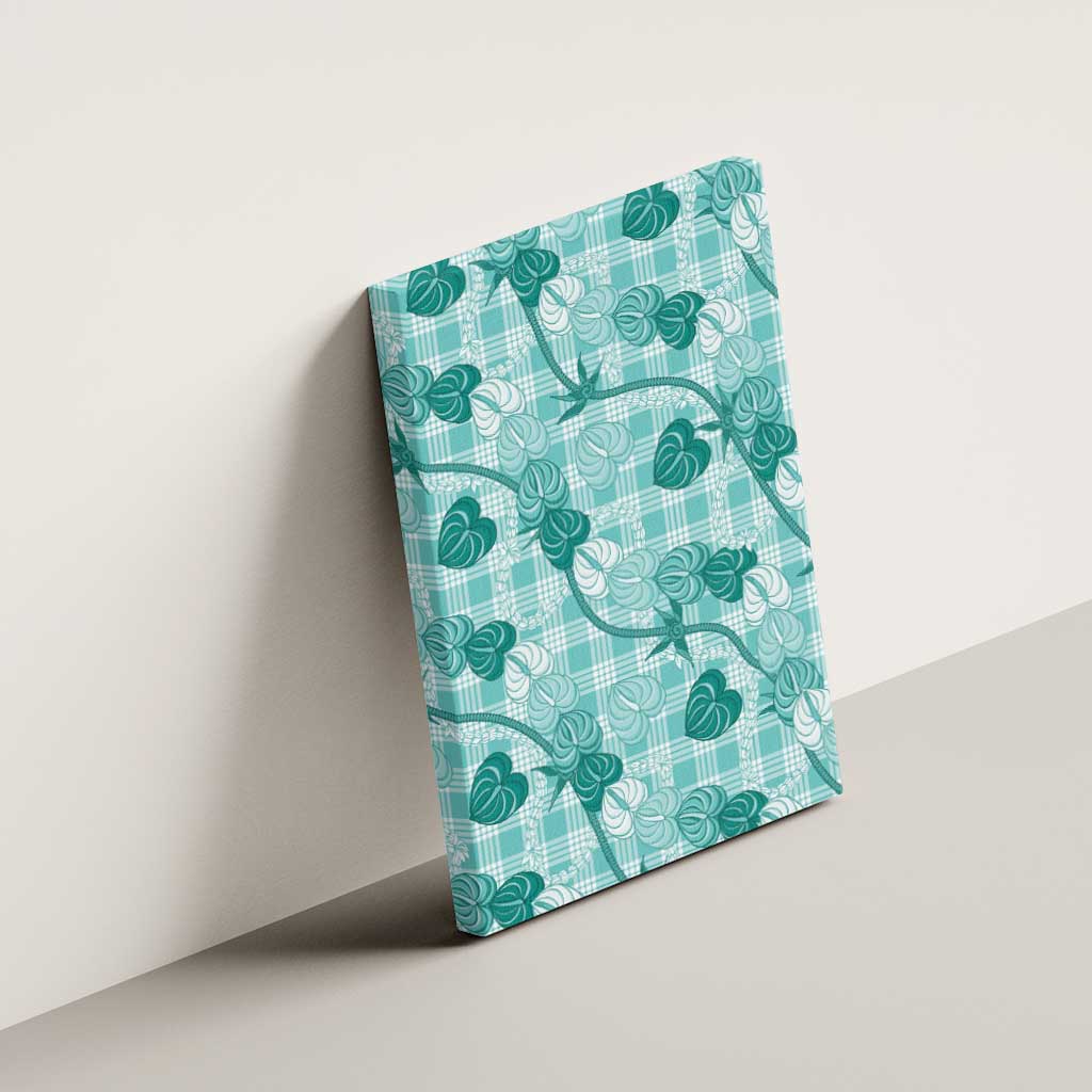 Anthurium Pikake Ti Leaf Palaka Canvas Wall Art Turquoise Version