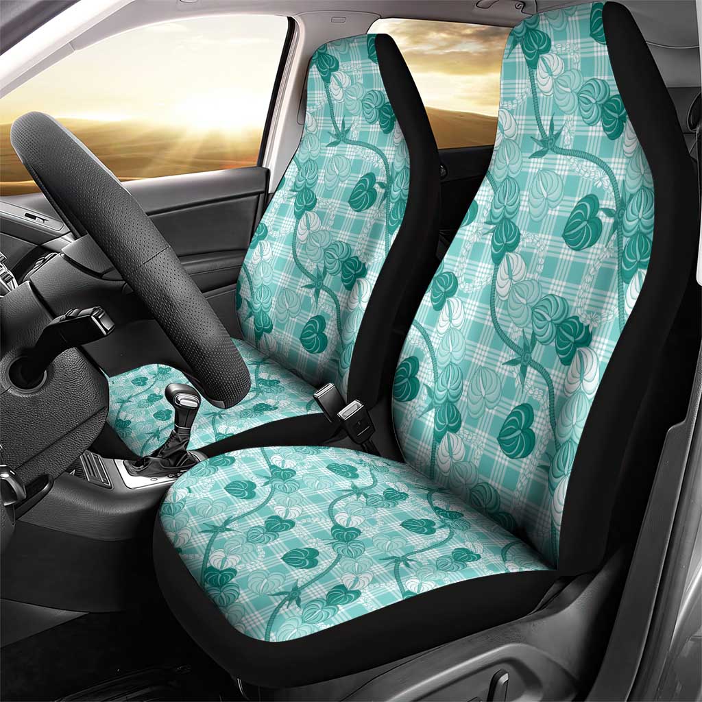 Anthurium Pikake Ti Leaf Palaka Car Seat Cover Turquoise Version LT01 - Polynesian Pride