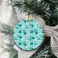 Anthurium Pikake Ti Leaf Palaka Ceramic Ornament Turquoise Version LT01 - Polynesian Pride
