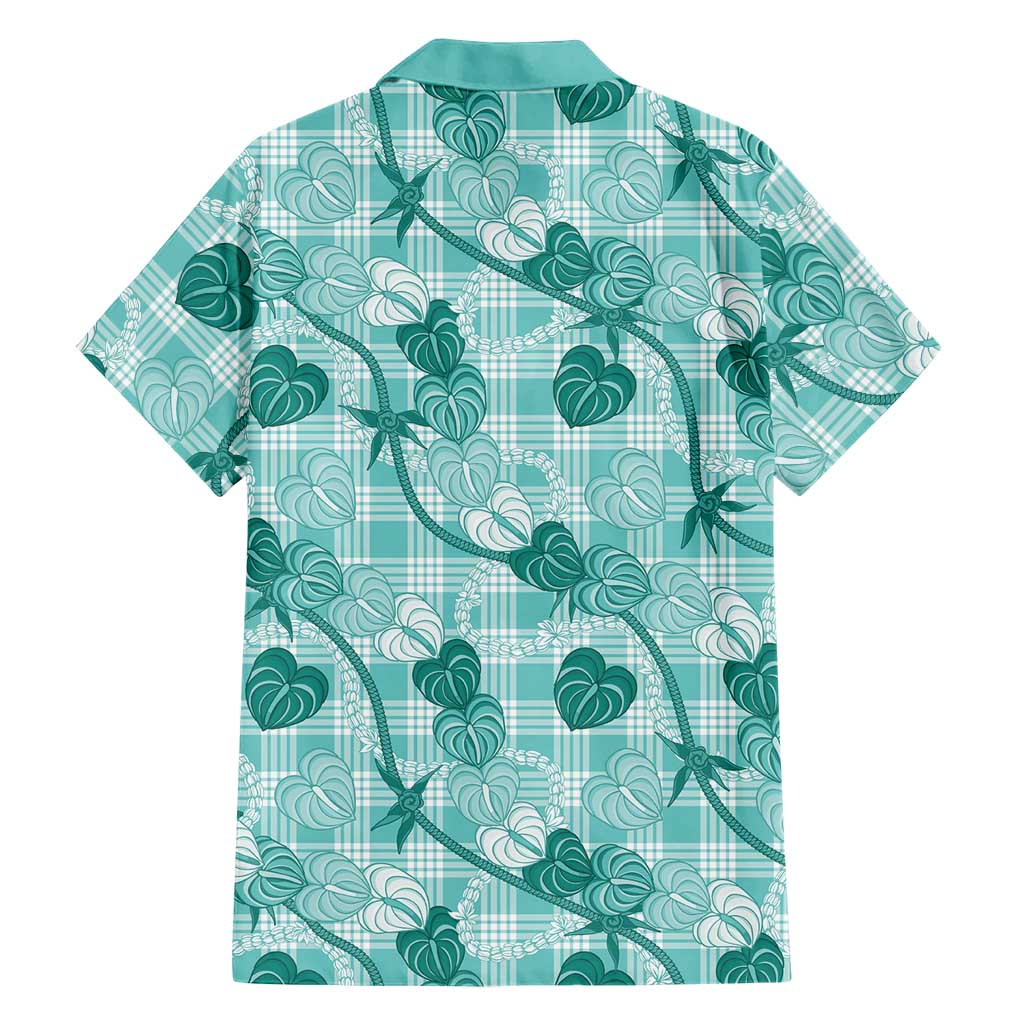Anthurium Pikake Ti Leaf Palaka Hawaiian Shirt Turquoise Version LT01 - Polynesian Pride