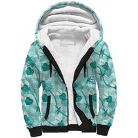 Anthurium Pikake Ti Leaf Palaka Sherpa Hoodie Turquoise Version LT01 Unisex Turquoise - Polynesian Pride