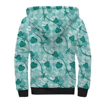 Anthurium Pikake Ti Leaf Palaka Sherpa Hoodie Turquoise Version LT01 - Polynesian Pride