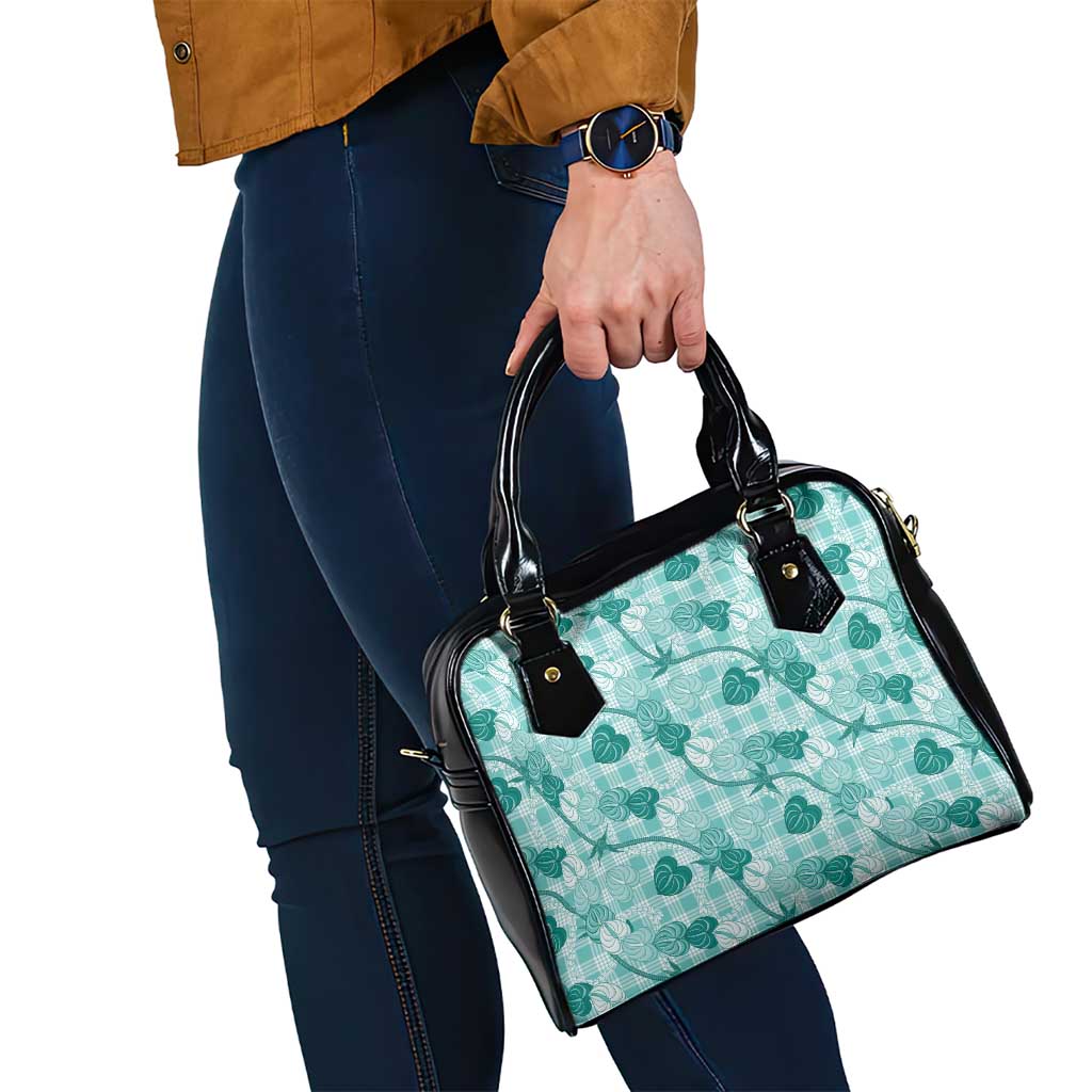 Anthurium Pikake Ti Leaf Palaka Shoulder Handbag Turquoise Version