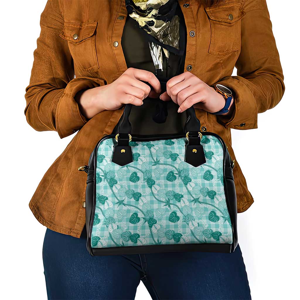Anthurium Pikake Ti Leaf Palaka Shoulder Handbag Turquoise Version