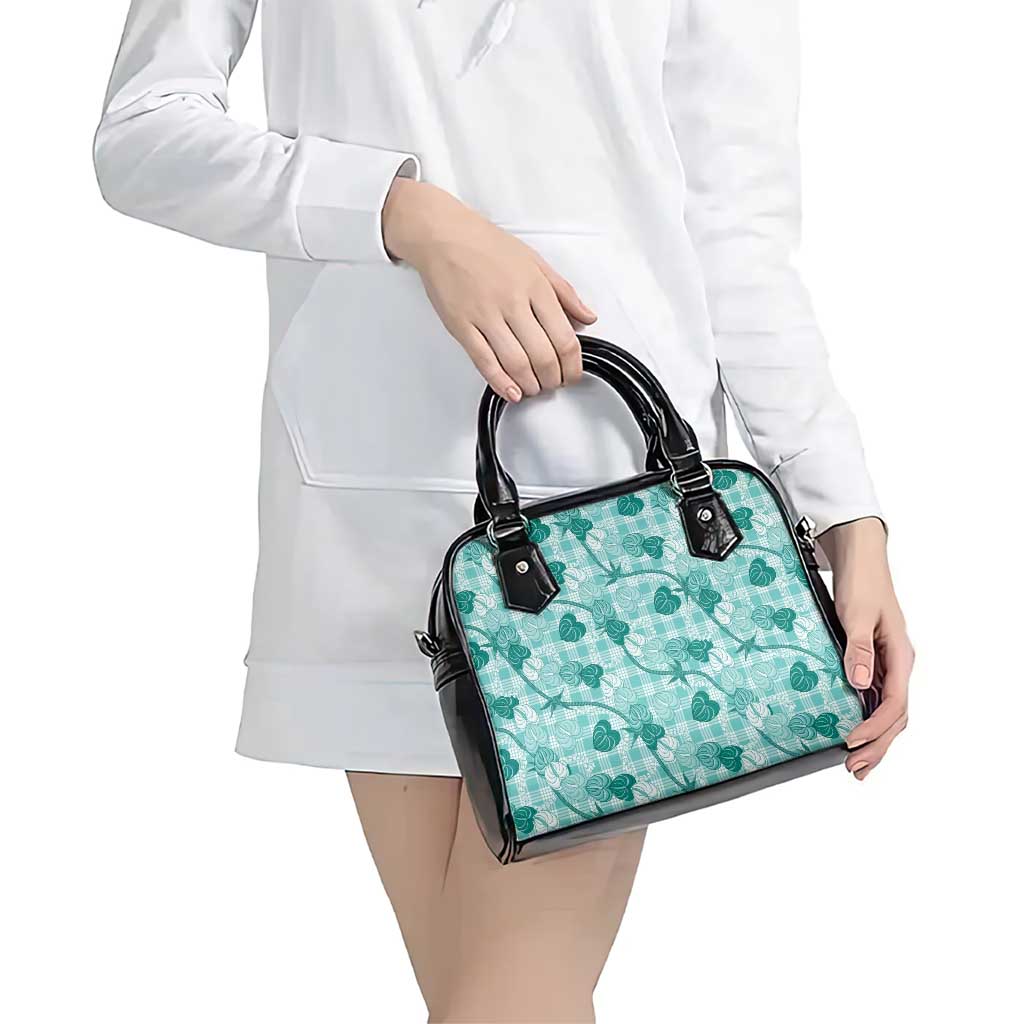 Anthurium Pikake Ti Leaf Palaka Shoulder Handbag Turquoise Version