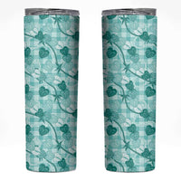 Anthurium Pikake Ti Leaf Palaka Skinny Tumbler Turquoise Version LT01 Turquoise - Polynesian Pride
