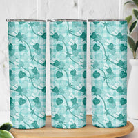 Anthurium Pikake Ti Leaf Palaka Skinny Tumbler Turquoise Version LT01 - Polynesian Pride