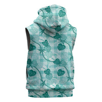 Anthurium Pikake Ti Leaf Palaka Sleeveless Zip Hoodie Turquoise Version