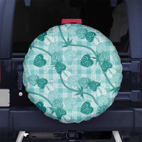 Anthurium Pikake Ti Leaf Palaka Spare Tire Cover Turquoise Version LT01 No hole Turquoise - Polynesian Pride