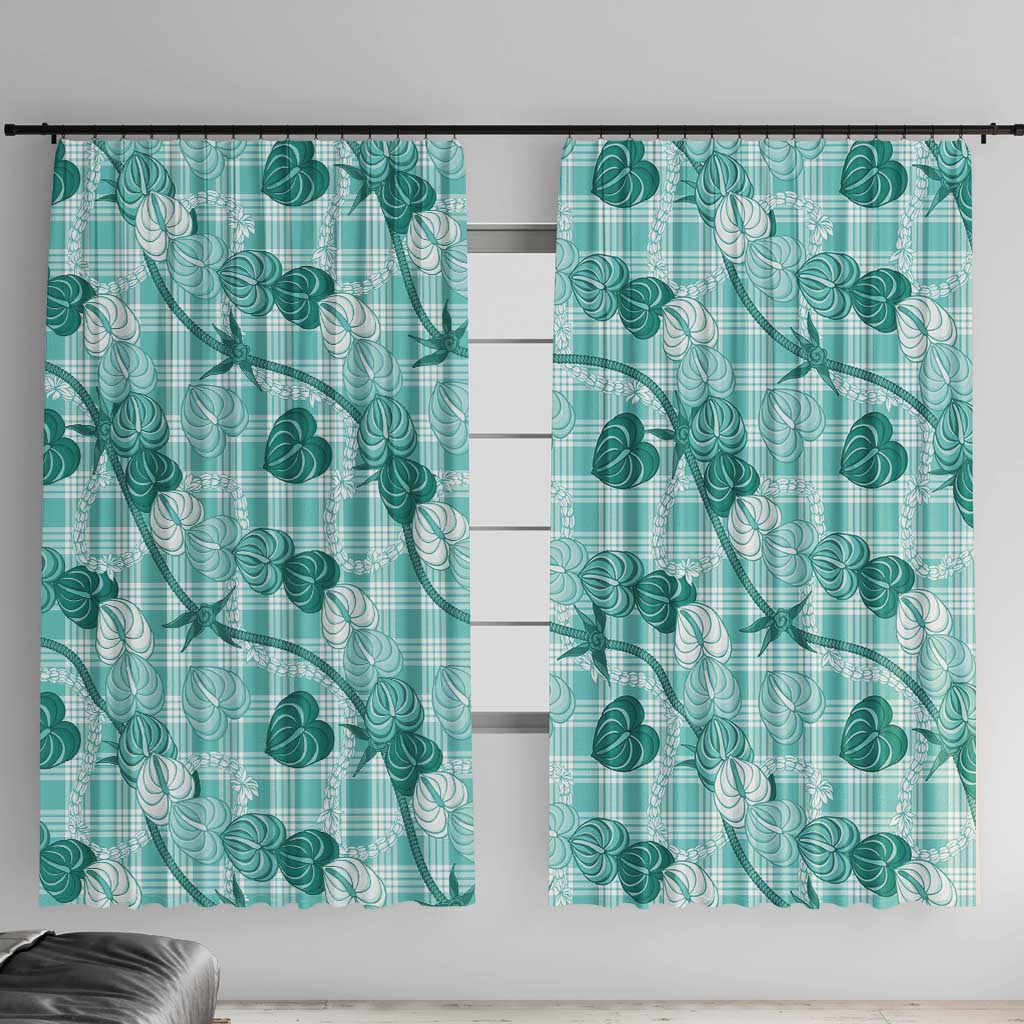 Anthurium Pikake Ti Leaf Palaka Window Curtain Turquoise Version