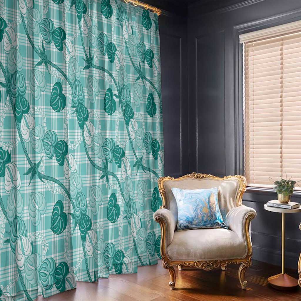 Anthurium Pikake Ti Leaf Palaka Window Curtain Turquoise Version