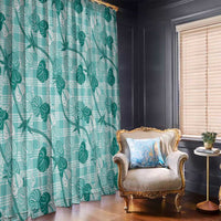 Anthurium Pikake Ti Leaf Palaka Window Curtain Turquoise Version