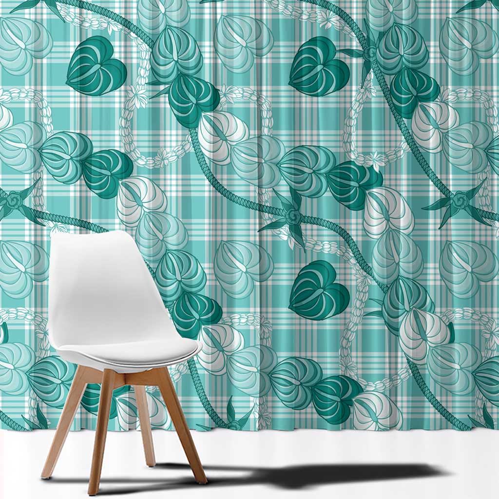 Anthurium Pikake Ti Leaf Palaka Window Curtain Turquoise Version