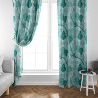 Anthurium Pikake Ti Leaf Palaka Window Curtain Turquoise Version