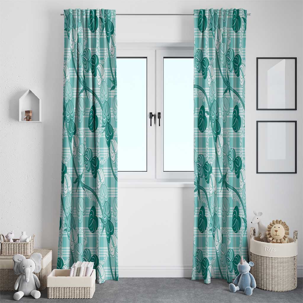 Anthurium Pikake Ti Leaf Palaka Window Curtain Turquoise Version