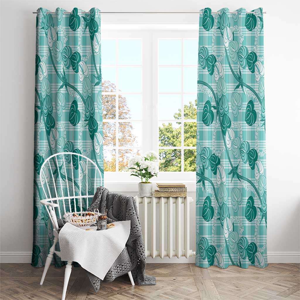 Anthurium Pikake Ti Leaf Palaka Window Curtain Turquoise Version