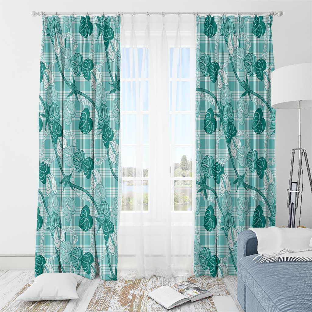 Anthurium Pikake Ti Leaf Palaka Window Curtain Turquoise Version