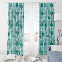 Anthurium Pikake Ti Leaf Palaka Window Curtain Turquoise Version
