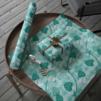 Anthurium Pikake Ti Leaf Palaka Wrapping Paper Turquoise Version LT01 - Polynesian Pride