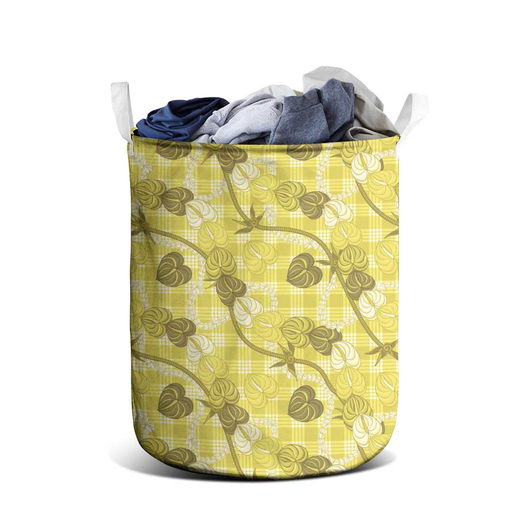 Anthurium Pikake Ti Leaf Palaka Laundry Basket Yellow Version LT01 - Polynesian Pride