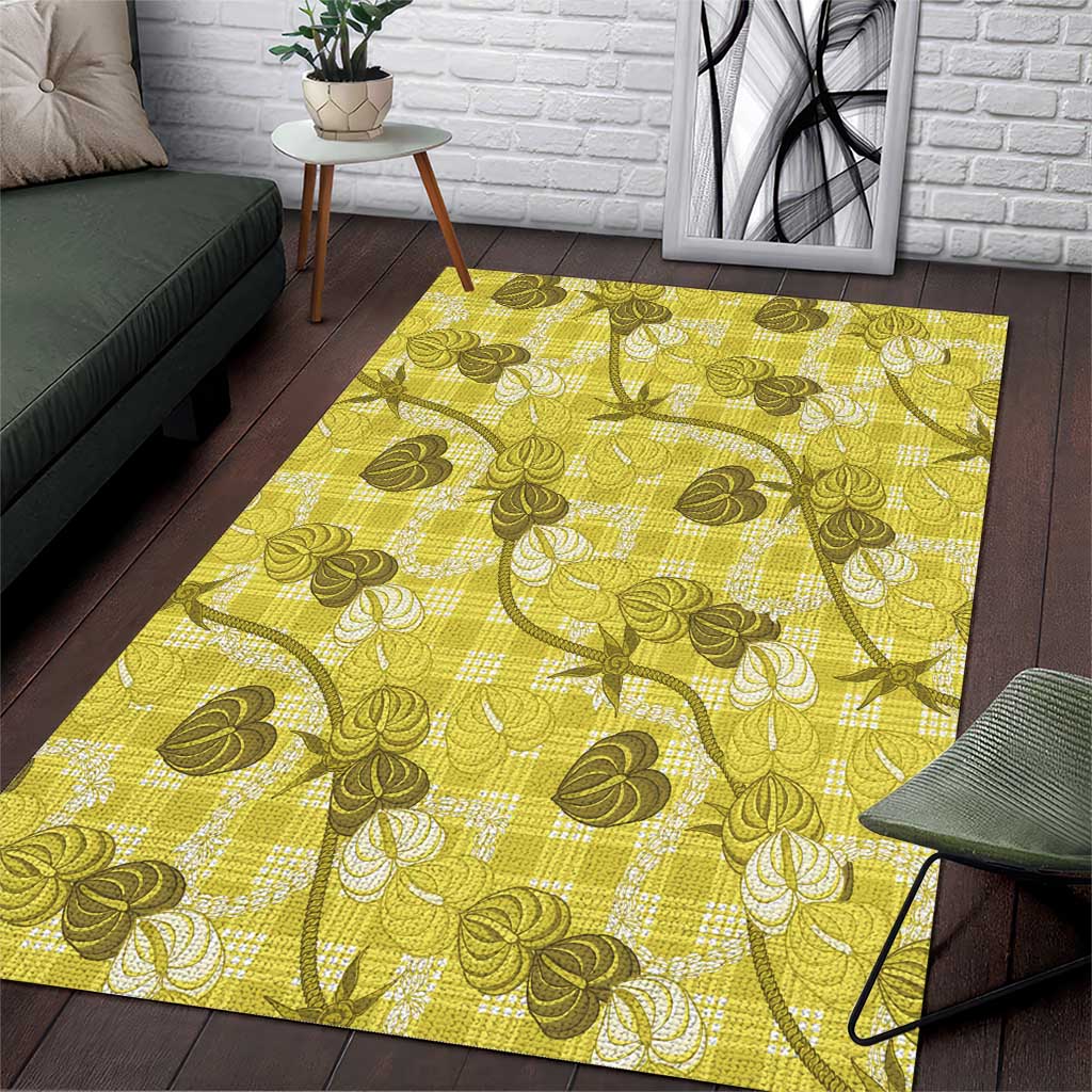 Anthurium Pikake Ti Leaf Palaka Area Rug Yellow Version