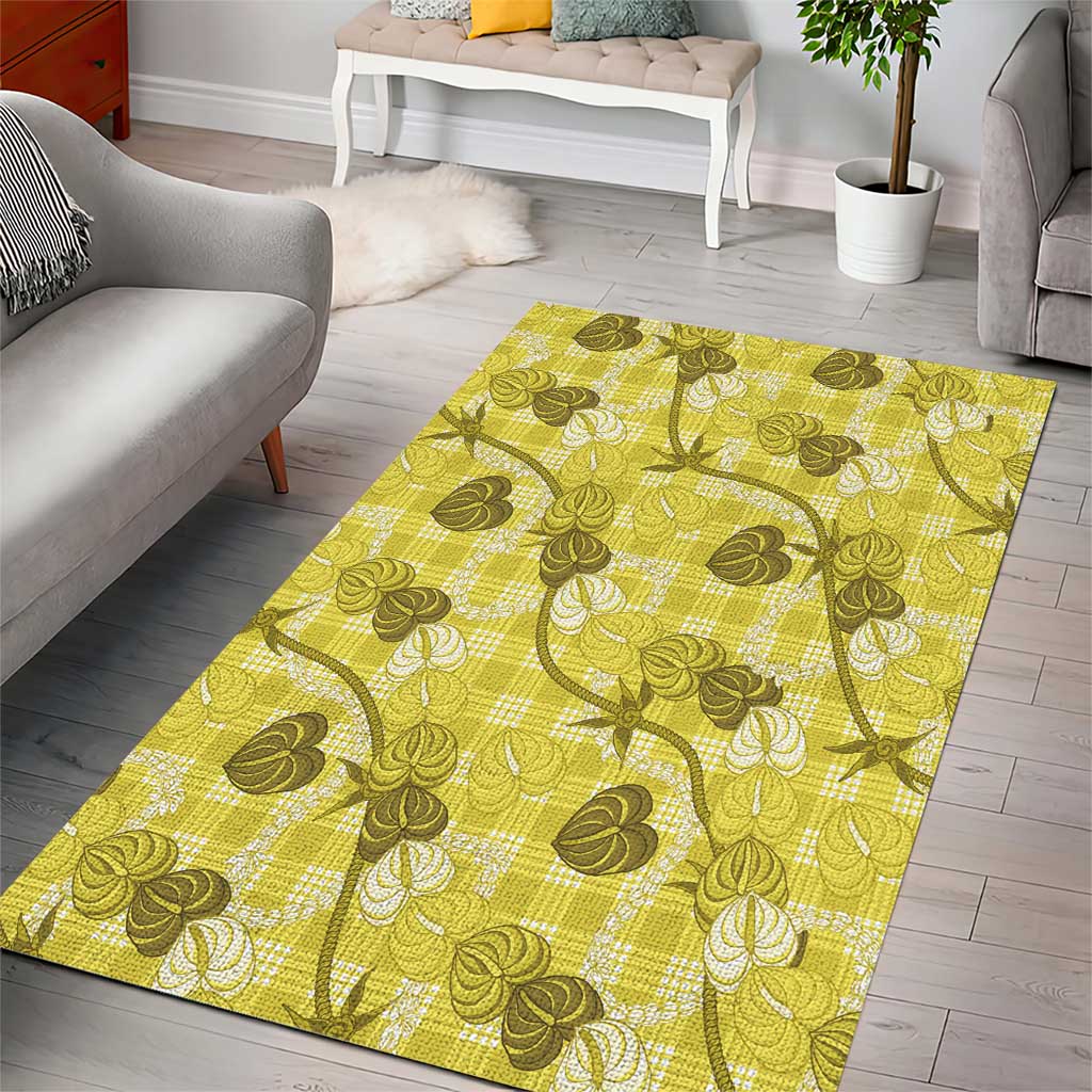Anthurium Pikake Ti Leaf Palaka Area Rug Yellow Version