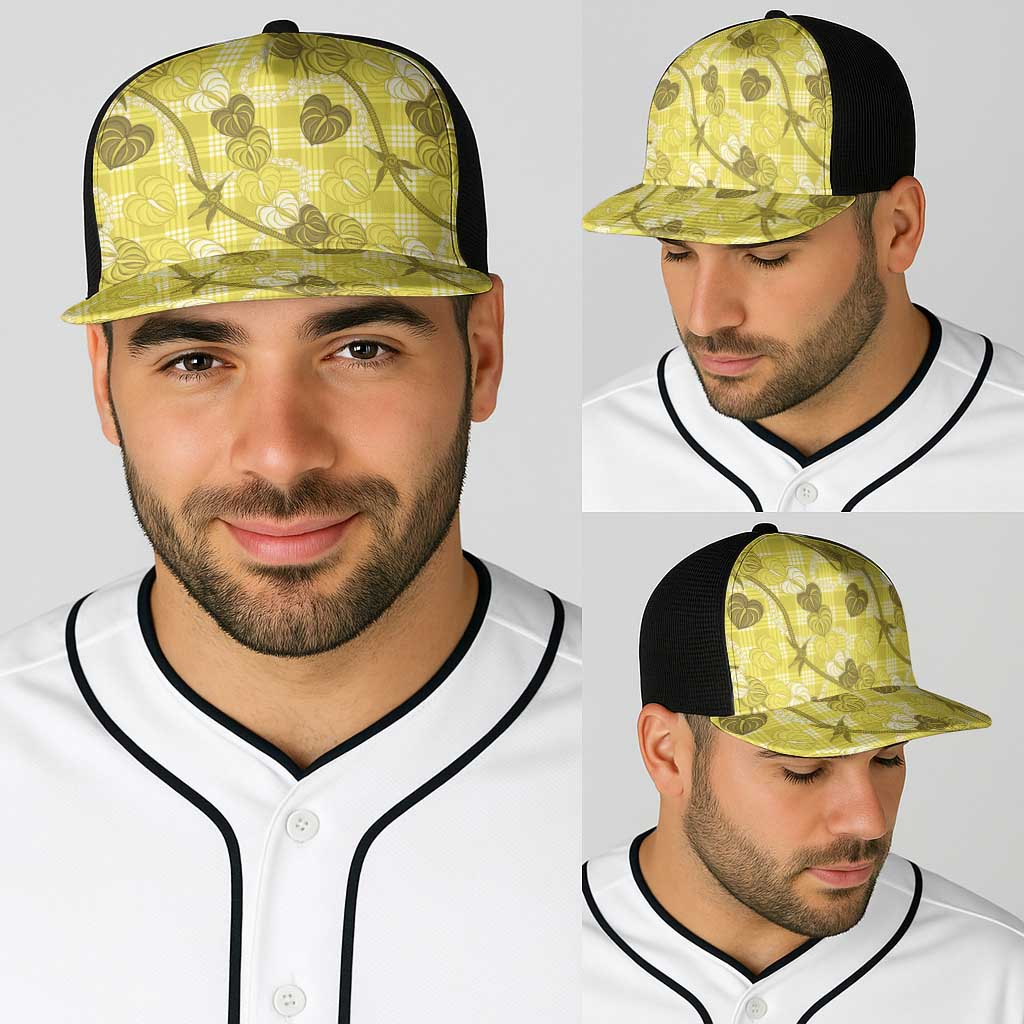 Anthurium Pikake Ti Leaf Palaka Baseball Net Cap Yellow Version LT01 - Polynesian Pride