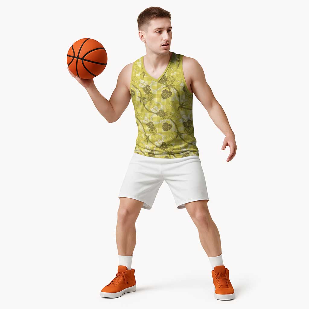 Anthurium Pikake Ti Leaf Palaka Basketball Jersey Yellow Version LT01 - Polynesian Pride