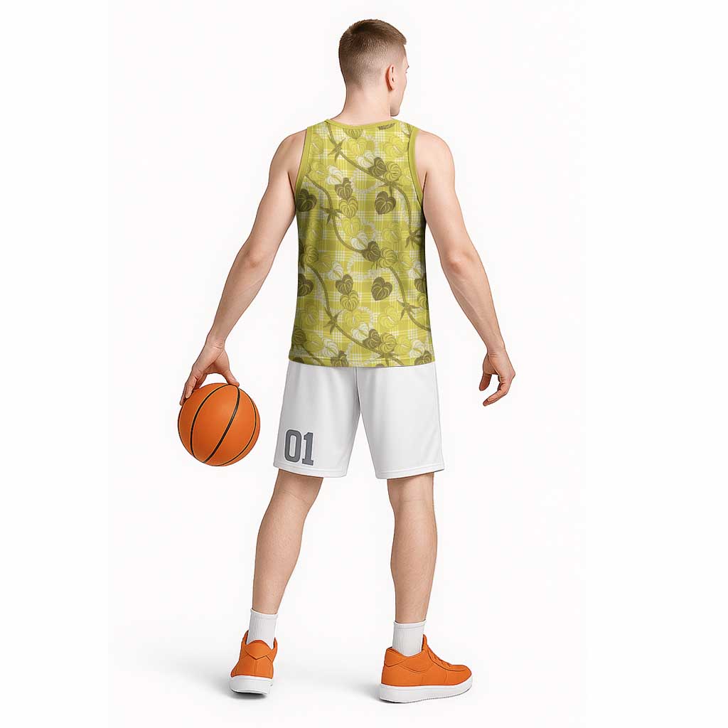 Anthurium Pikake Ti Leaf Palaka Basketball Jersey Yellow Version LT01 - Polynesian Pride