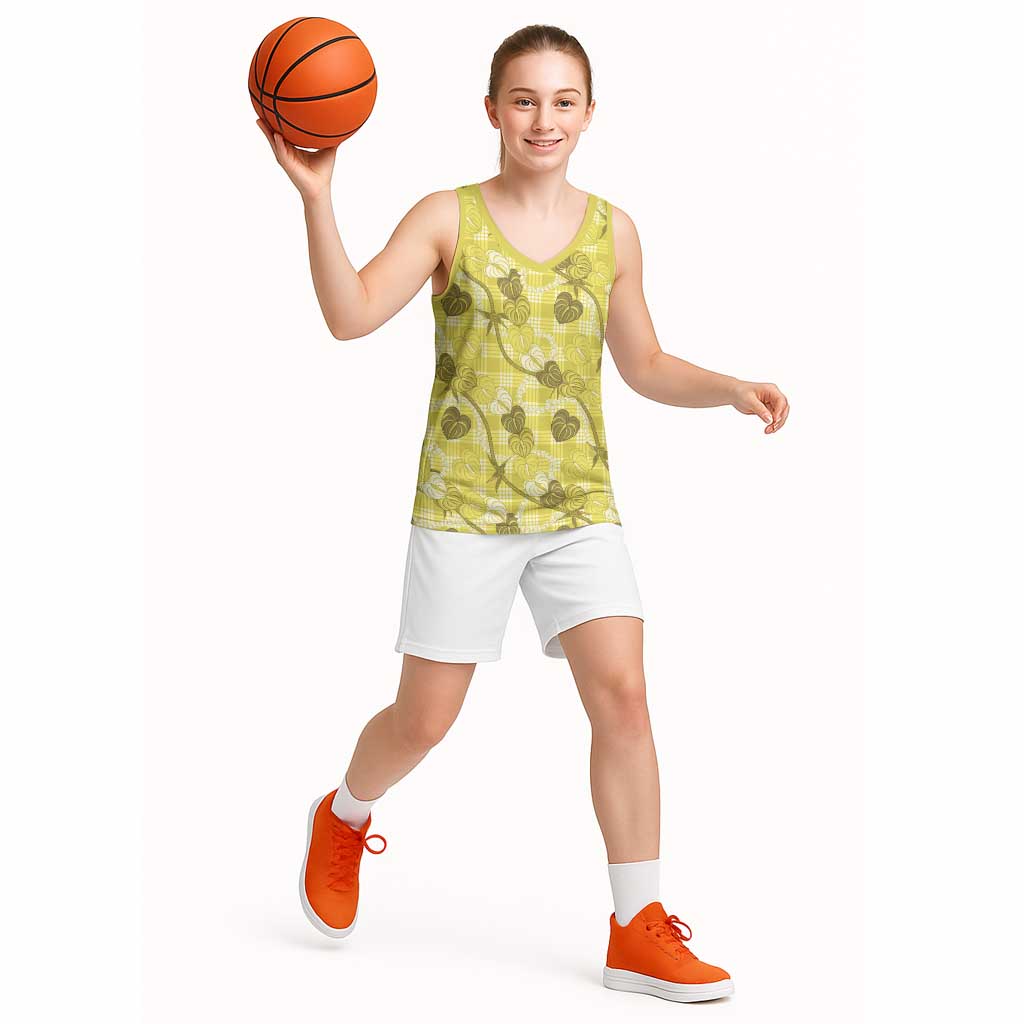 Anthurium Pikake Ti Leaf Palaka Basketball Jersey Yellow Version LT01 - Polynesian Pride