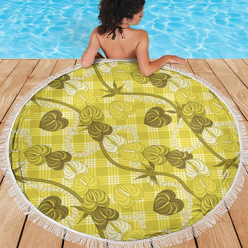 Anthurium Pikake Ti Leaf Palaka Beach Blanket Yellow Version LT01 - Polynesian Pride