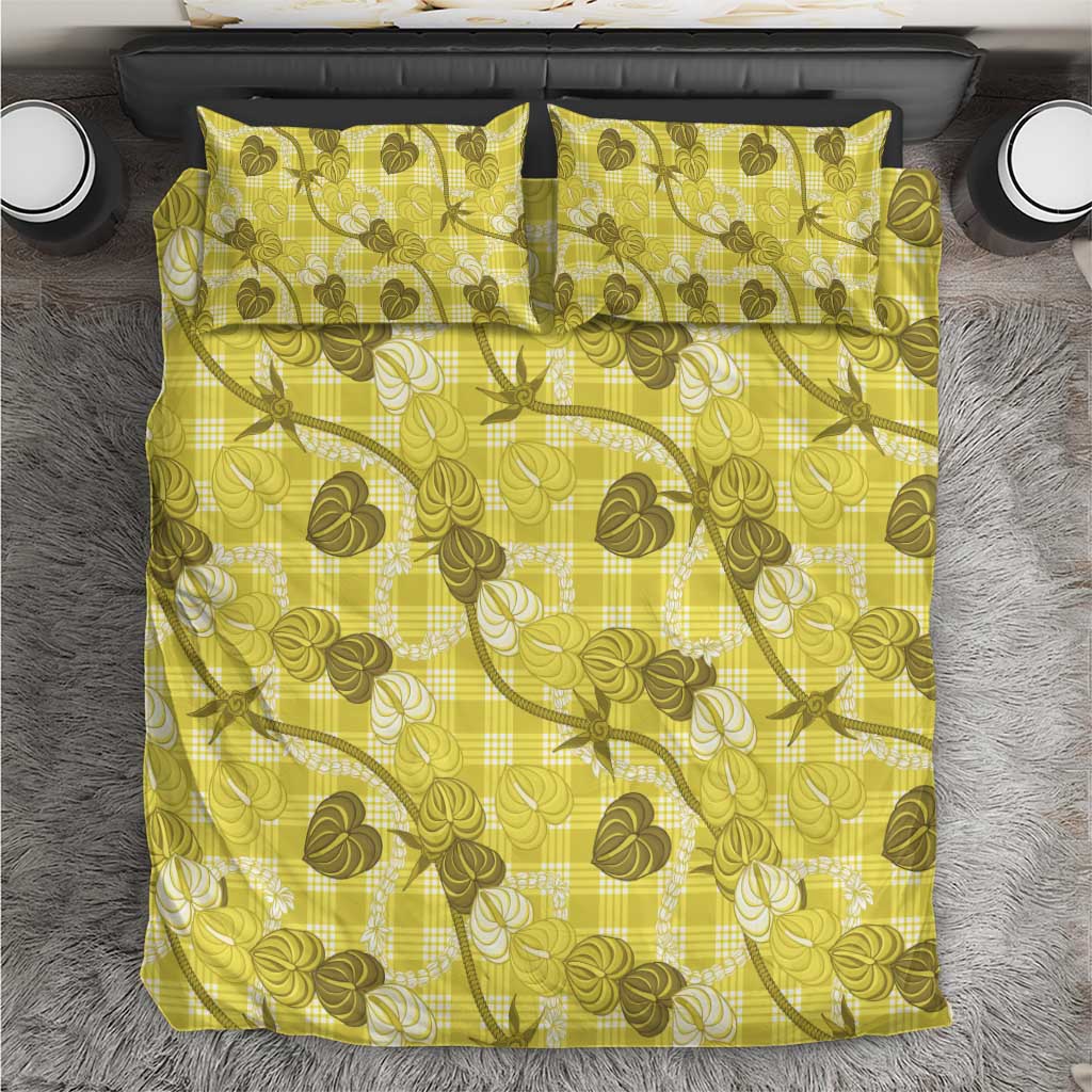 Anthurium Pikake Ti Leaf Palaka Bedding Set Yellow Version LT01 Yellow - Polynesian Pride
