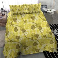 Anthurium Pikake Ti Leaf Palaka Bedding Set Yellow Version LT01 - Polynesian Pride