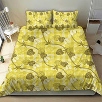 Anthurium Pikake Ti Leaf Palaka Bedding Set Yellow Version LT01 - Polynesian Pride