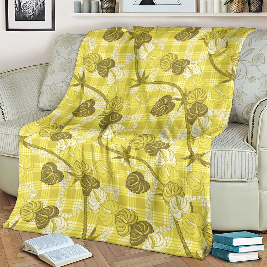 Anthurium Pikake Ti Leaf Palaka Blanket Yellow Version LT01 - Polynesian Pride