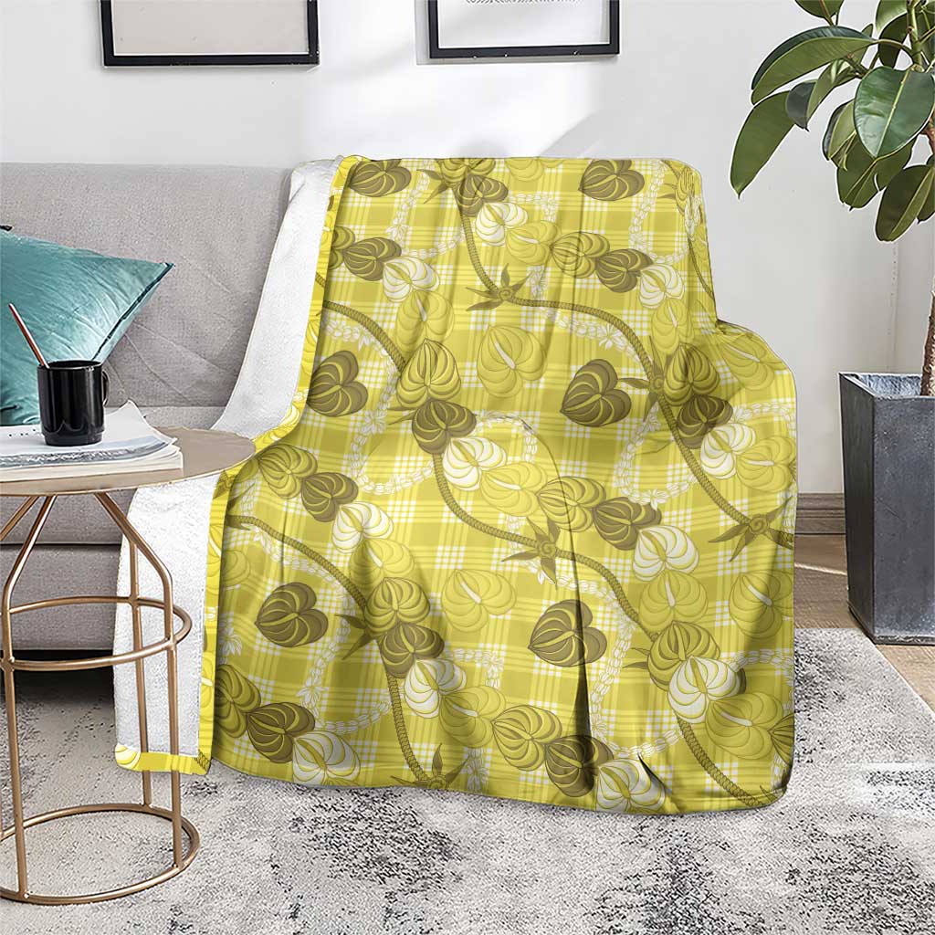 Anthurium Pikake Ti Leaf Palaka Blanket Yellow Version LT01 - Polynesian Pride