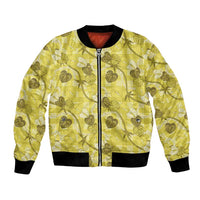 Anthurium Pikake Ti Leaf Palaka Bomber Jacket Yellow Version LT01 Unisex Yellow - Polynesian Pride
