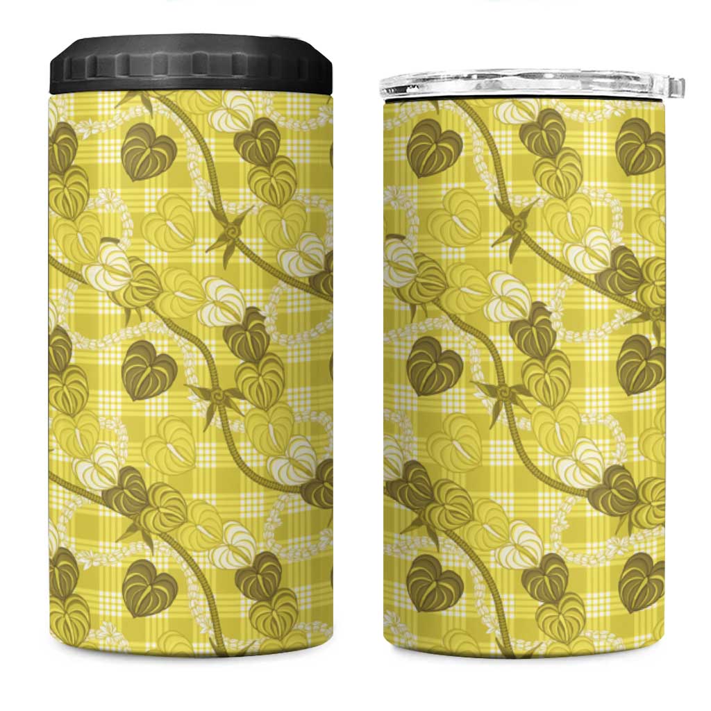 Anthurium Pikake Ti Leaf Palaka 4 in 1 Can Cooler Tumbler Yellow Version LT01 One Size: 16 oz Yellow - Polynesian Pride