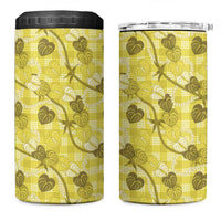 Anthurium Pikake Ti Leaf Palaka 4 in 1 Can Cooler Tumbler Yellow Version LT01 One Size: 16 oz Yellow - Polynesian Pride