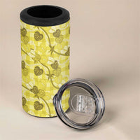 Anthurium Pikake Ti Leaf Palaka 4 in 1 Can Cooler Tumbler Yellow Version LT01 - Polynesian Pride