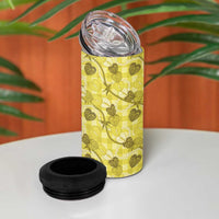 Anthurium Pikake Ti Leaf Palaka 4 in 1 Can Cooler Tumbler Yellow Version LT01 - Polynesian Pride