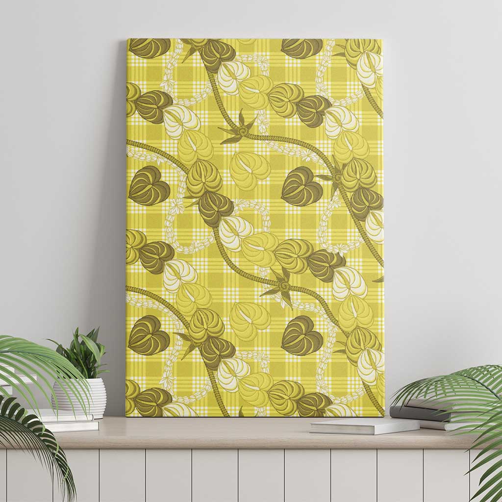 Anthurium Pikake Ti Leaf Palaka Canvas Wall Art Yellow Version LT01 - Polynesian Pride