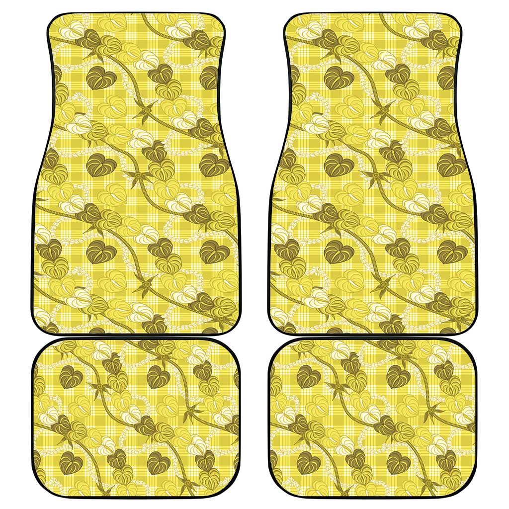 Anthurium Pikake Ti Leaf Palaka Car Mats Yellow Version LT01 - Polynesian Pride