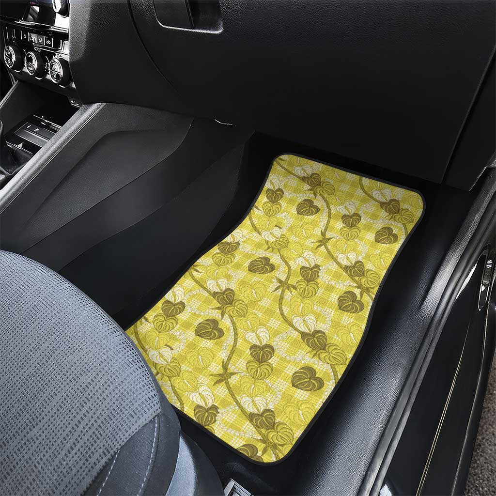 Anthurium Pikake Ti Leaf Palaka Car Mats Yellow Version LT01 - Polynesian Pride