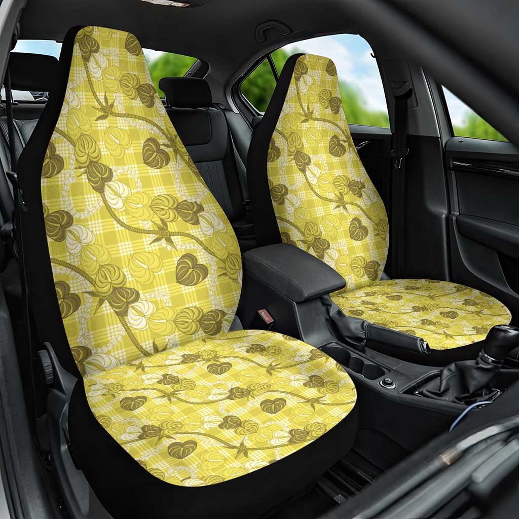 Anthurium Pikake Ti Leaf Palaka Car Seat Cover Yellow Version LT01 One Size Yellow - Polynesian Pride