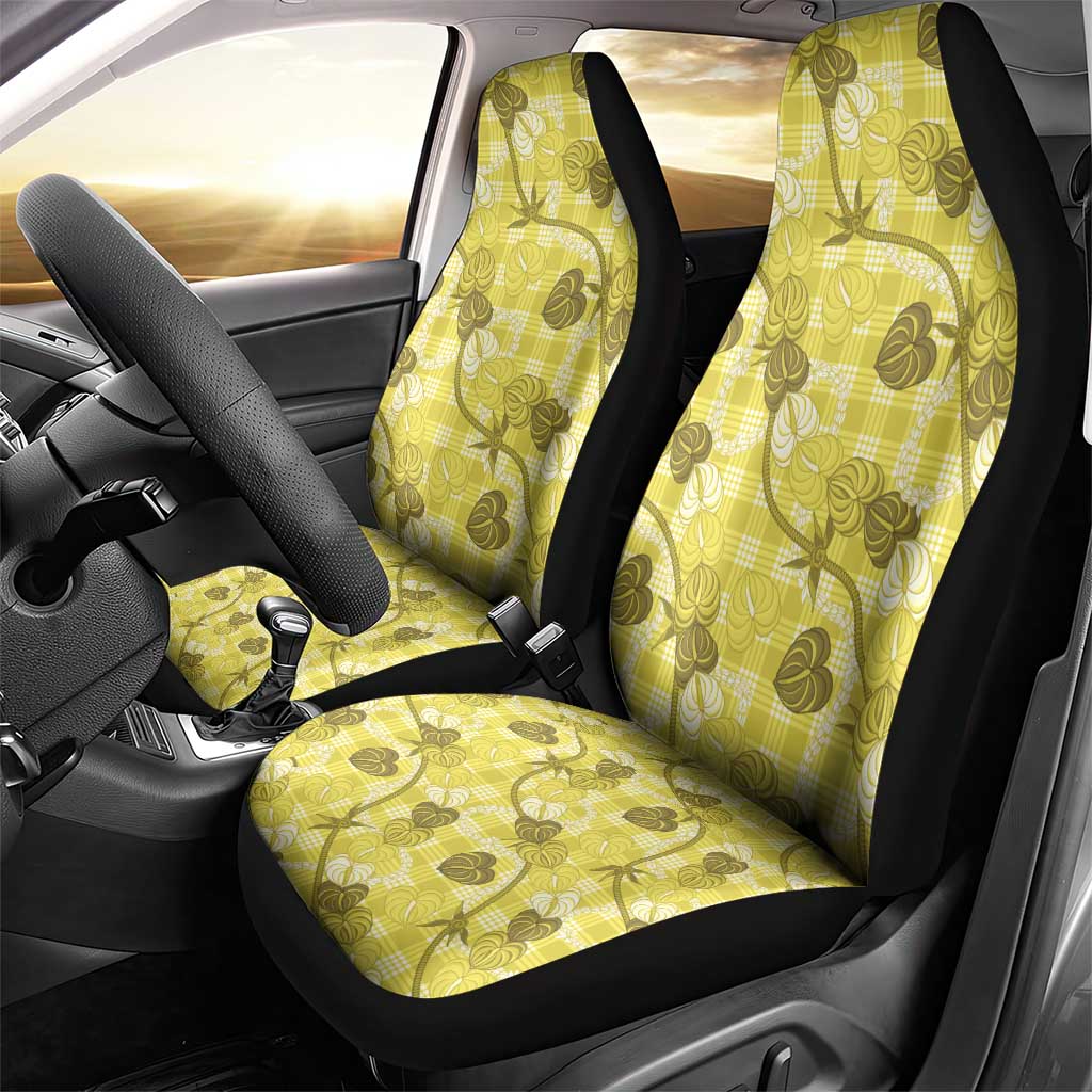 Anthurium Pikake Ti Leaf Palaka Car Seat Cover Yellow Version LT01 - Polynesian Pride