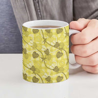 Anthurium Pikake Ti Leaf Palaka Ceramic Mug Yellow Version LT01 - Polynesian Pride
